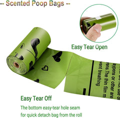 Dog Poop Bags - Extra Thick Leakproof Waste Bag with Dispenser for Doggy (Scented)