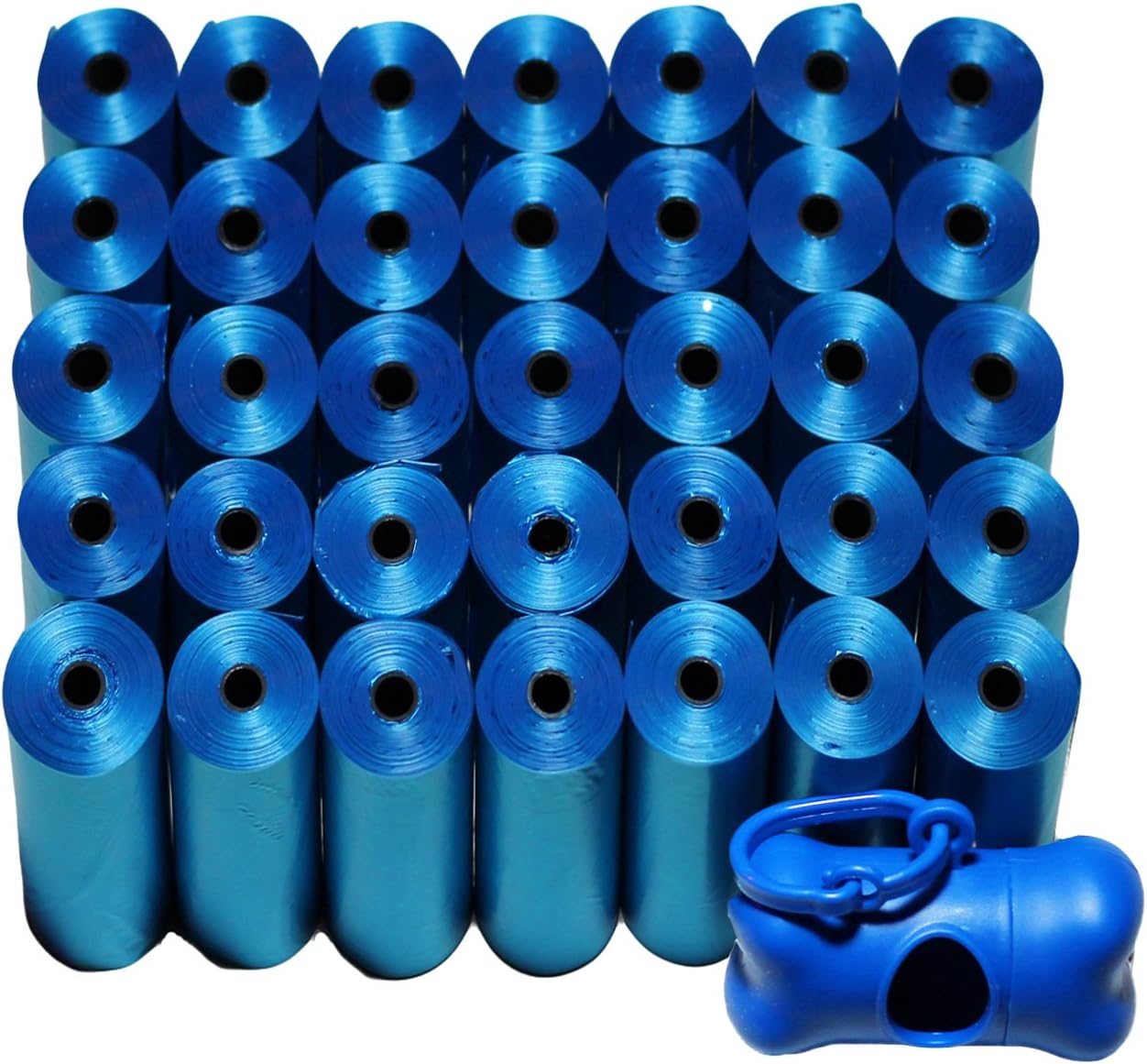 Pet Waste Poop Bags - 35 Refill Rolls with Poop Bag Dispenser - Blue - Black -700 Count