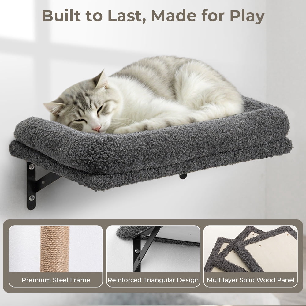 Cat Wall Shelves Perches Set - 5 in 1 Wall Furniture - Sleeping Playing Lounging Climbing Wall-Mounted Cat Tree House