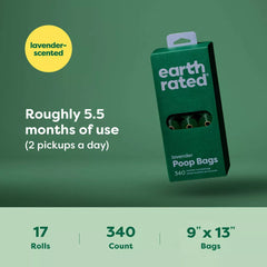Earth Rated Leak-Proof Dog Poop Bags Value Pack - Lavender Scent - 340 Bags/17 Rolls