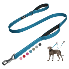 5 FT Heavy Duty Dog Leash with Dual Padded Handles Reflective No Pull Walking Leash with Traffic Control Handle & Easy Snap Hook