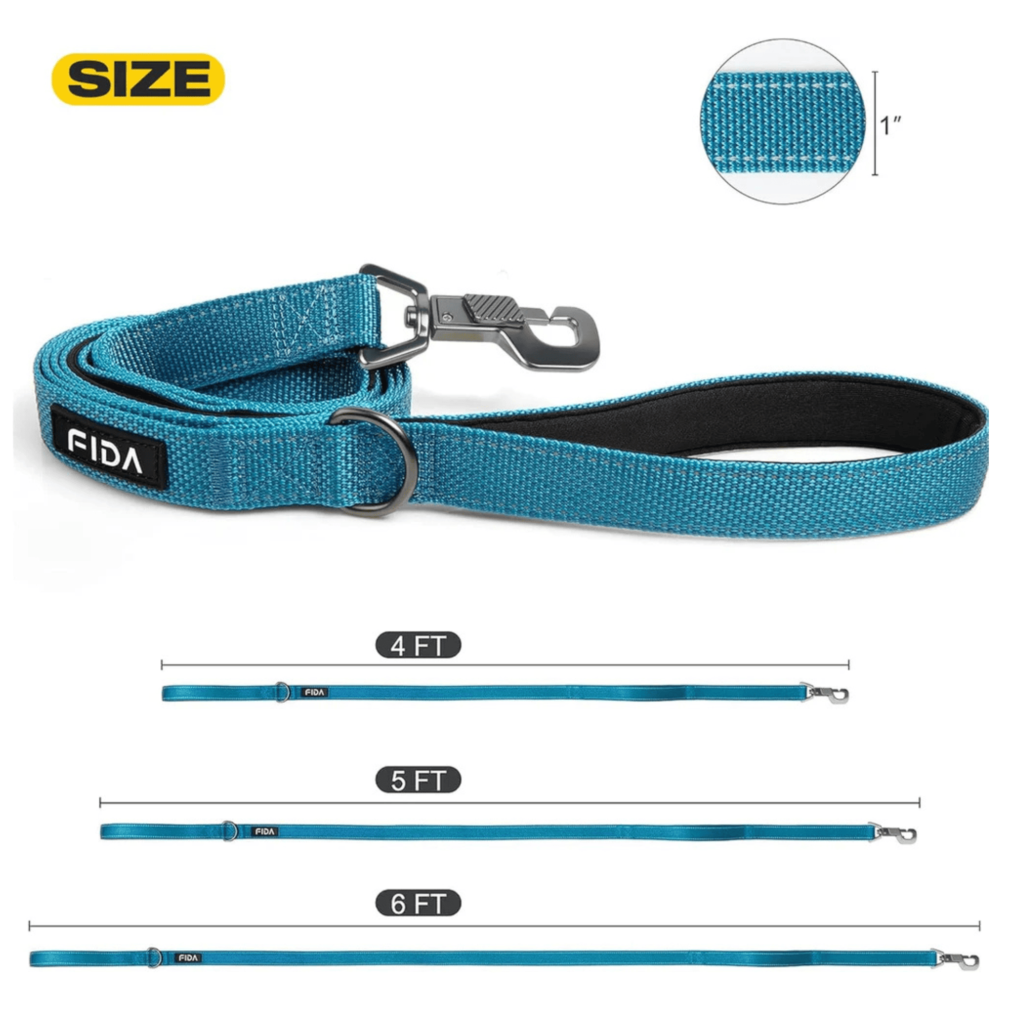 5 FT Heavy Duty Dog Leash with Dual Padded Handles Reflective No Pull Walking Leash with Traffic Control Handle & Easy Snap Hook