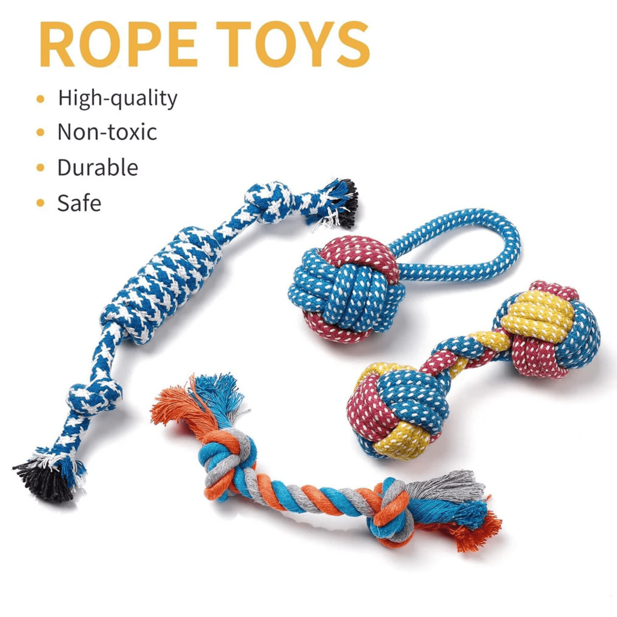 7 Pack Small Dog Toys Set Puppy Teething Chew Rope & Squeaky Toys