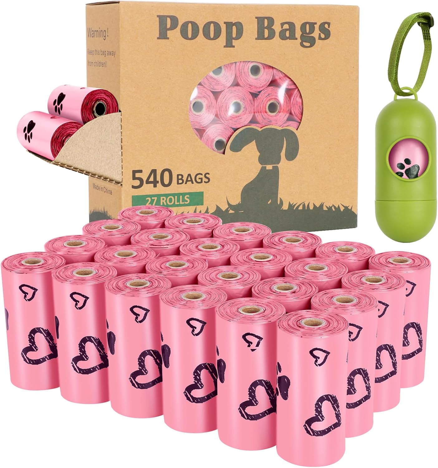 Dog Poop Bags - Extra Thick Leakproof Waste Bag with Dispenser for Doggy (Scented)