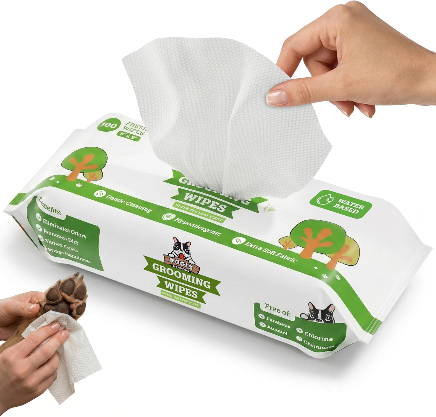 Pogi’S Dog Wipes – Hypoallergenic Pet Wipes for Paws, Body & Butt – Cleaning & Hydrating, Fragrance Free, 400 Count