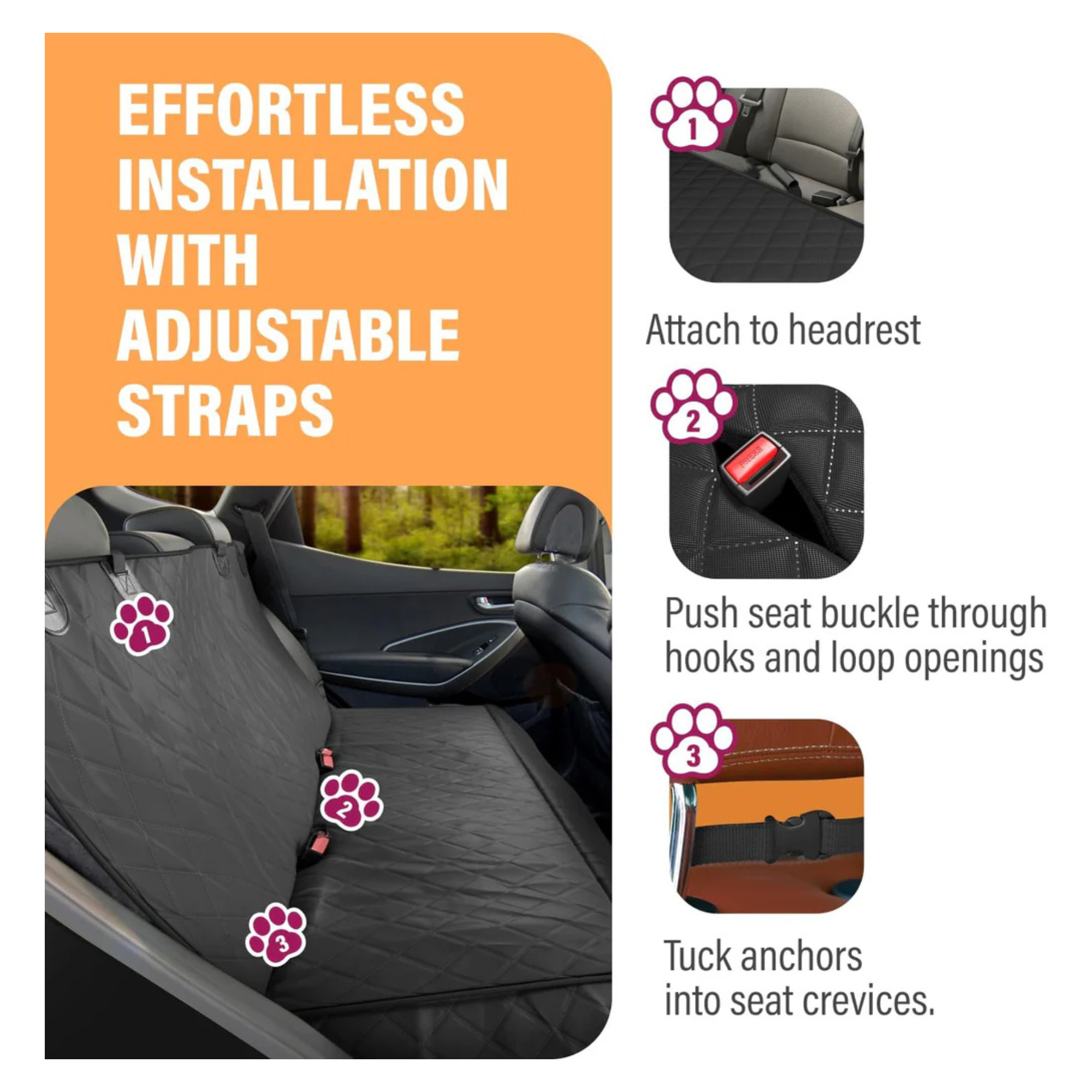 Waterproof Dog Car Seat Cover Hammock Nonslip Back Seat Protector