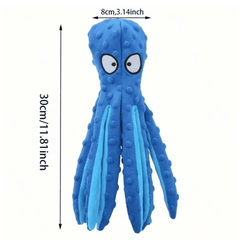 No Stuffing Octopus Dog Squeaky Toy Crinkle Plush Durable Interactive Chew Toy