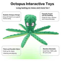 No Stuffing Octopus Dog Squeaky Toy Crinkle Plush Durable Interactive Chew Toy