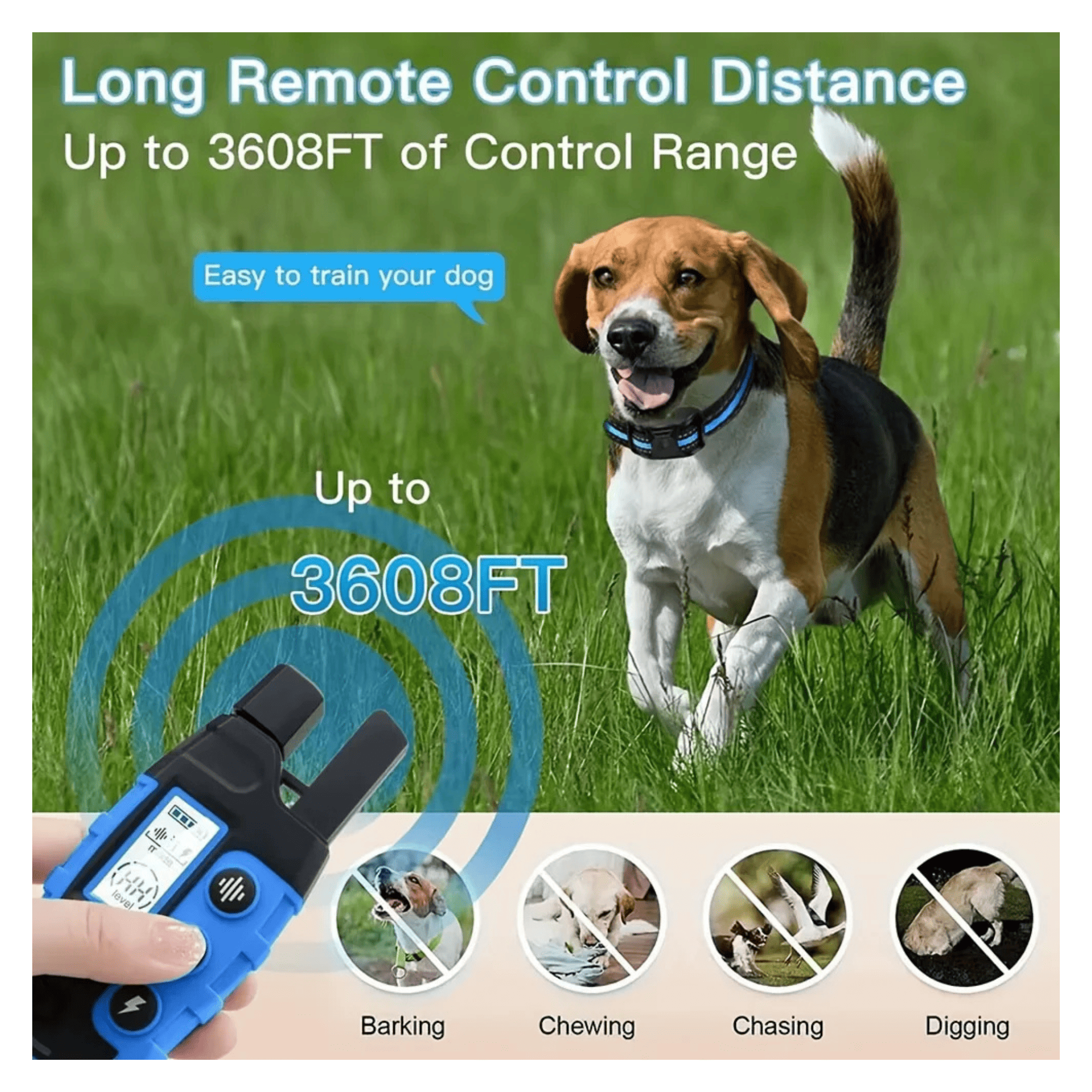 Waterproof Rechargeable Electric Shock Dog Training Collar with Remote