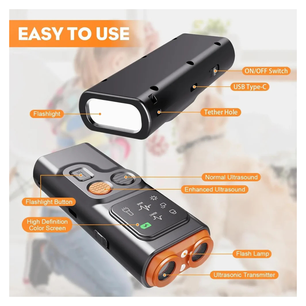 Ultrasonic Dog Bark Control Device with LED & HD Display