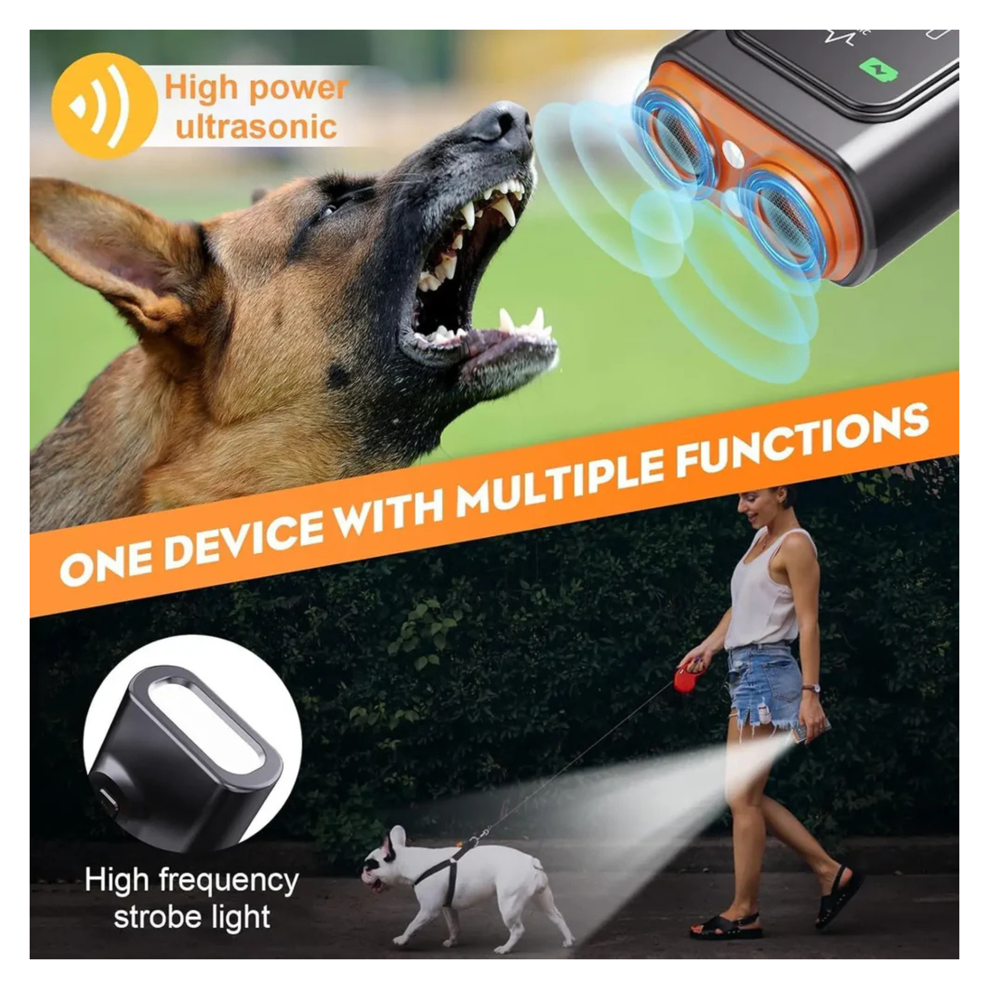 Ultrasonic Dog Bark Control Device with LED & HD Display