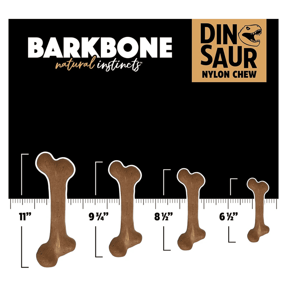 Dinosaur BarkBone Nylon Dog Chew Toy Bacon Flavor for Aggressive Chewers 8.5"