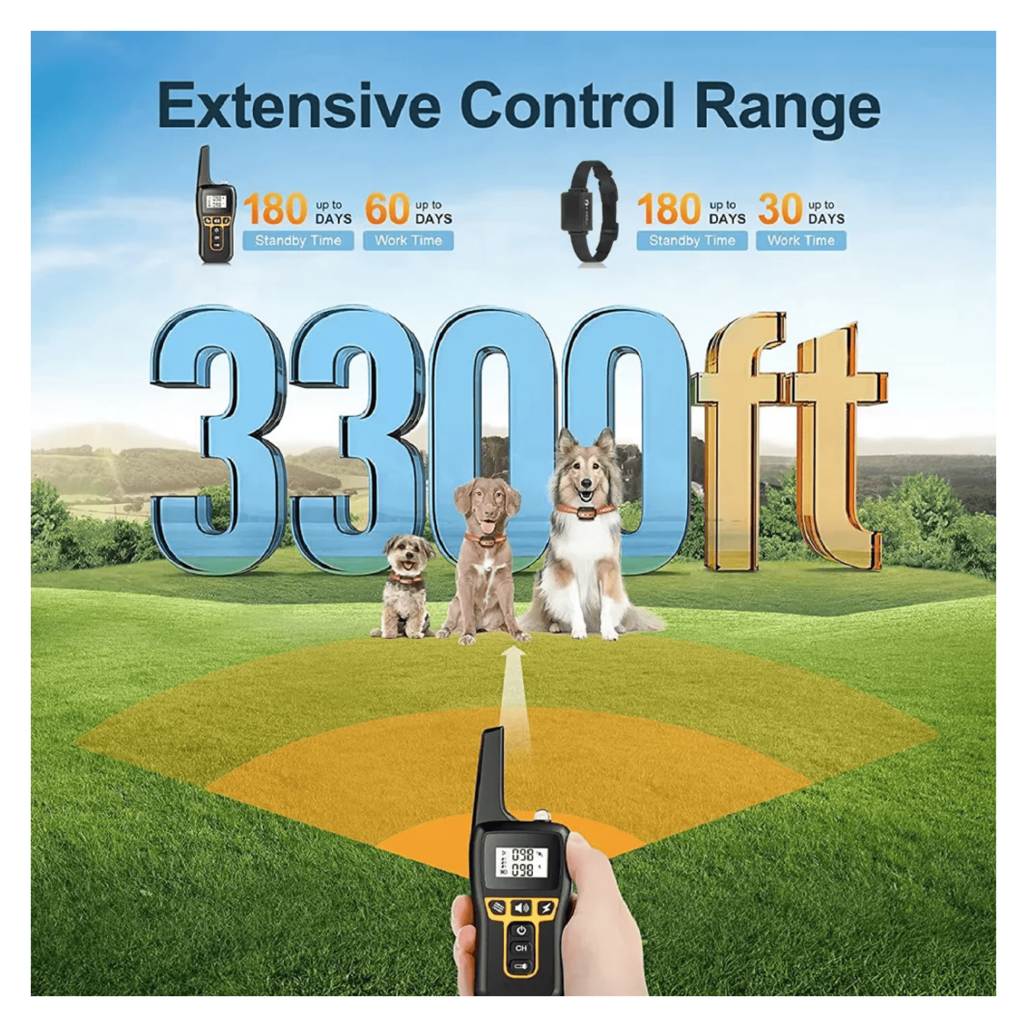 Waterproof Rechargeable Shock Dog Training Collar with Remote, Beep & Vibration Collar