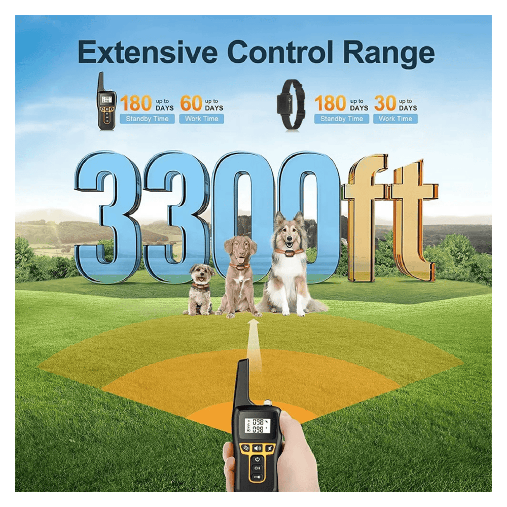 Waterproof Rechargeable Shock Dog Training Collar with Remote, Beep & Vibration Collar