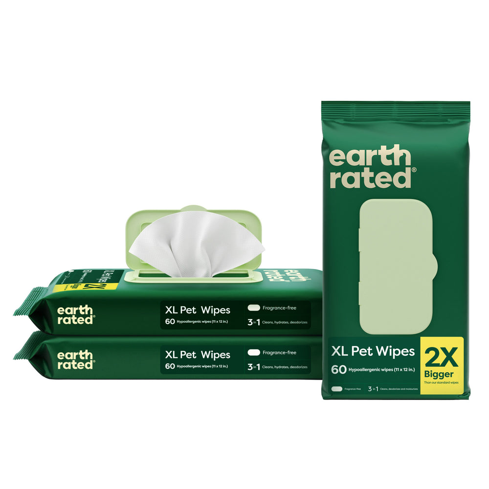 Earth Rated XL Hypoallergenic Pet Wipes - Pack of 3